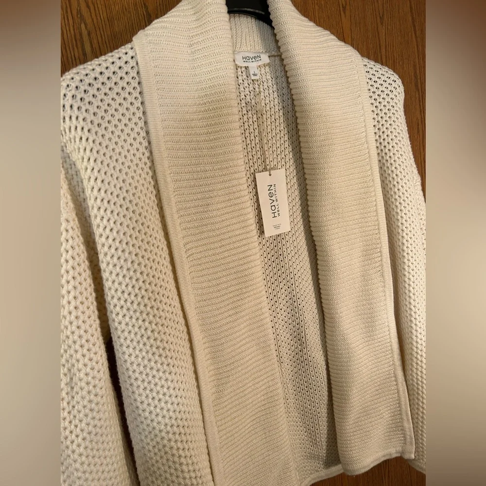 Haven Well Within Organic Cotton Honeycomb Shawl Cardigan - Picture 3 of 8